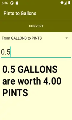 Pints to Gallons converter android App screenshot 0