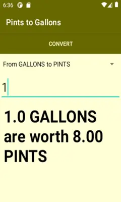 Pints to Gallons converter android App screenshot 1