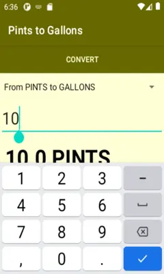 Pints to Gallons converter android App screenshot 2