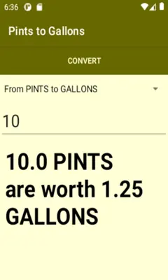 Pints to Gallons converter android App screenshot 3